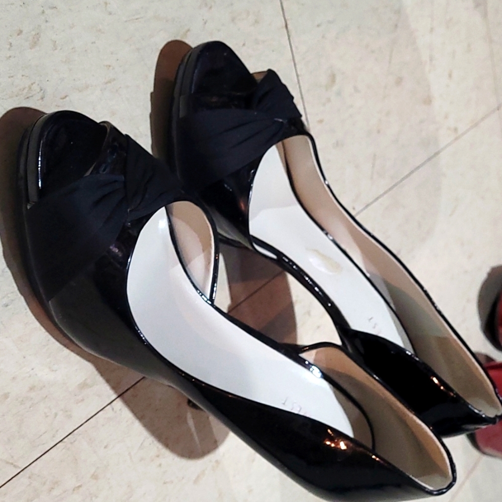 leather and spandex heels